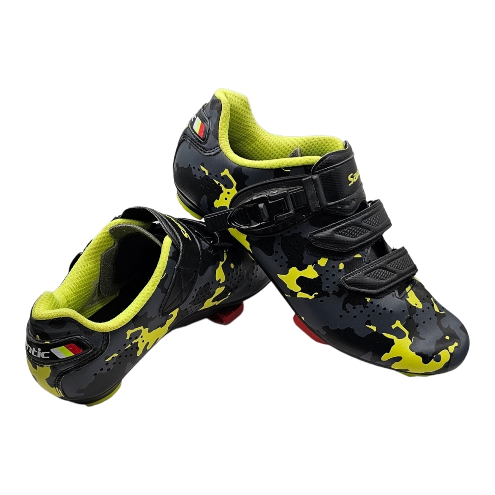 Santic Mens Road‎ Bike Cycling Camouflage Self-Lock Riding Shoes US Size 9.5